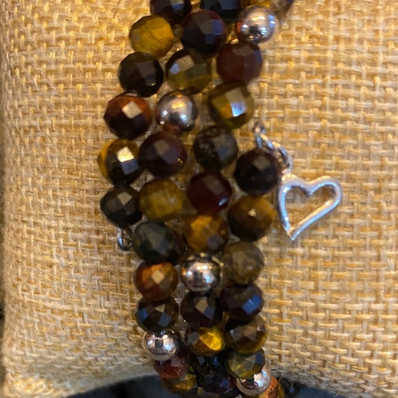 Jay King Tigers Eye Multi-colored triple strand Bracelet Sterling Silver Accents - Picture 3 of 6